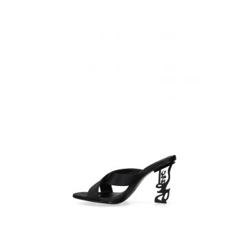 Sandale de piele cu toc sculptural Velvetia Prime - Negru