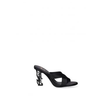Sandale de piele cu toc sculptural Velvetia Prime - Negru