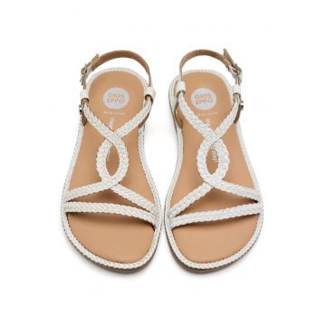 . Sandale din piele cu barete impletite Suffield - Alb