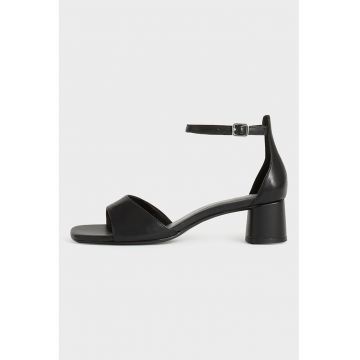 Sandale din piele cu toc si bareta pe glezna Piper - Negru