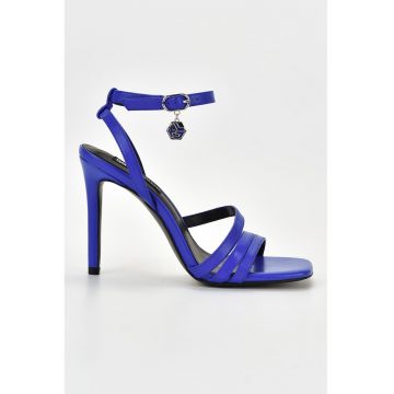Sandale din piele cu toc stiletto - Albastru royal