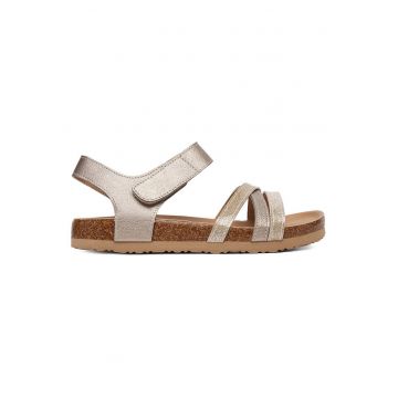 Sandale fete -  auriu - piele ecologica - inchidere velcro