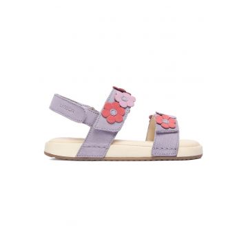 Sandale fete -  fetita - velcro - violet - piele naturala