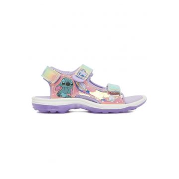 Sandale fete -  mov - piele ecologica - sistem inchidere Velcro
