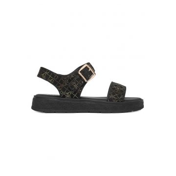 Sandale fete -  negru - textil - piele ecologica