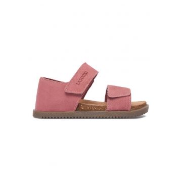 Sandale fete  piele intoarsa - roz - inchidere velcro - pentru fete