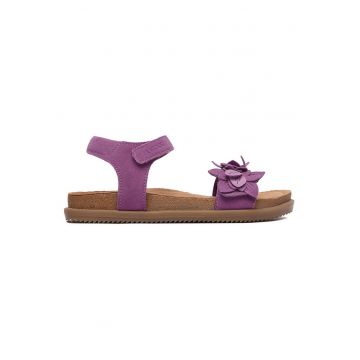 Sandale fete -  piele intoarsa - violet - sistem inchidere Velcro