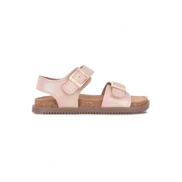 Sandale fete -  piele naturala - roz - sistem inchidere Velcro
