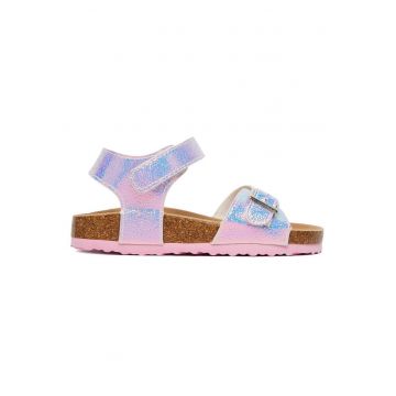 Sandale fete -  roz - piele ecologica - inchidere velcro