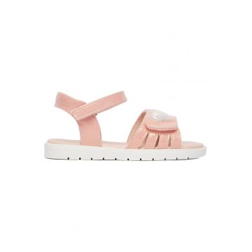 Sandale fete -  roz - piele ecologica - sistem inchidere Velcro