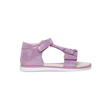 Sandale fete -  velcro - violet - piele intoarsa
