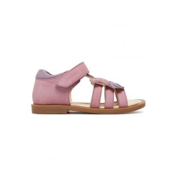 Sandale fete -  velcro - violet - roz - piele nabuc