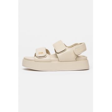 Sandale flatform de piele - Bej deschis