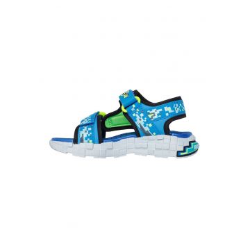 Sandale Mega Craft cu velcro si talpa plata - Albastru deschis