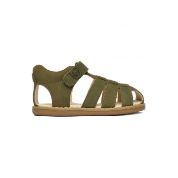 Sandale pentru baieti  kaki - piele nabuc - interior din piele naturala - sistem inchidere Velcro