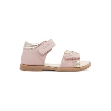 Sandale pentru fete -  bej - piele intoarsa - sistem inchidere Velcro - fete