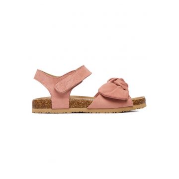Sandale pentru fete -  roz - textil - piele ecologica - sistem inchidere Velcro