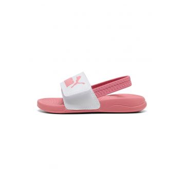 Sandale slingback cu velcro Popcat 20 - Alb/Roz prafuit