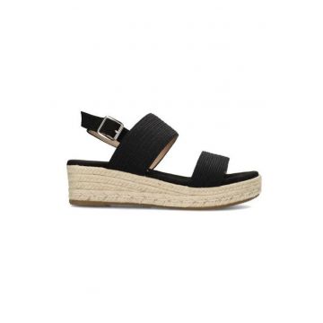 Sandale texturate din panza - cu talpa wedge Ceto