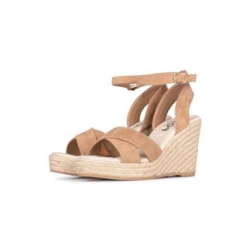 Sandale wedge uni cu varf rotund nola