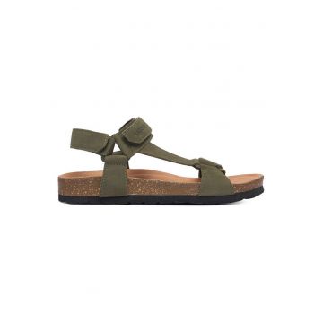 Sandale baieti  kaki - piele nabuc - inchidere velcro