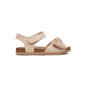 Sandale copii -  bej - textil - piele ecologica - sistem inchidere Velcro