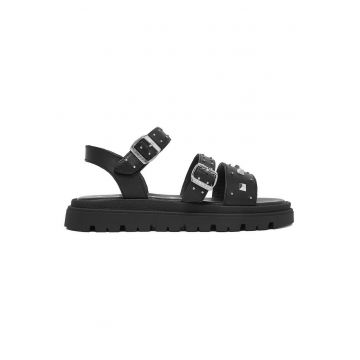 Sandale copii -  catarama - piele naturala - negru -