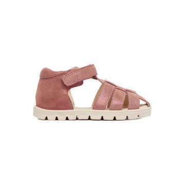 Sandale copii -  roz - piele naturala - sistem inchidere Velcro