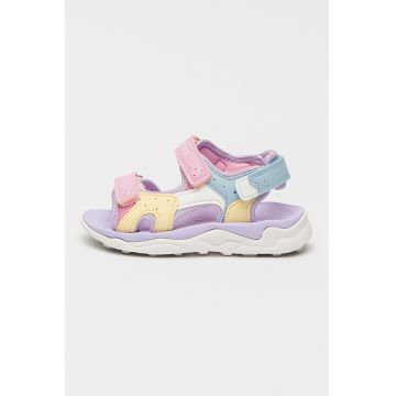 Sandale cu inchidere velcro si model colorblock Wiggly - Roz