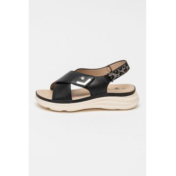 Sandale cu talpa flatform si inchidere velcro - Negru
