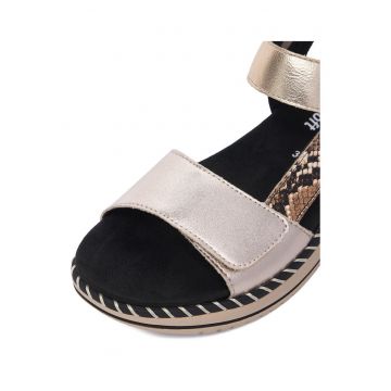 Sandale dama  auriu - piele naturala - sistem inchidere Velcro -
