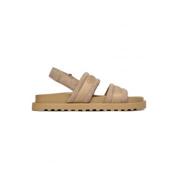 Sandale dama  bej - material textil - sistem inchidere Velcro -