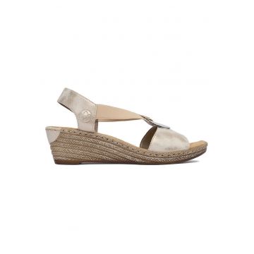 Sandale dama -  bej - piele ecologica - material interior textil -