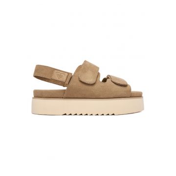 Sandale dama  bej - textil - inchidere Velcro - Bej