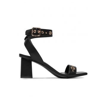 Sandale dama -  catarama - negru - piele ecologica -
