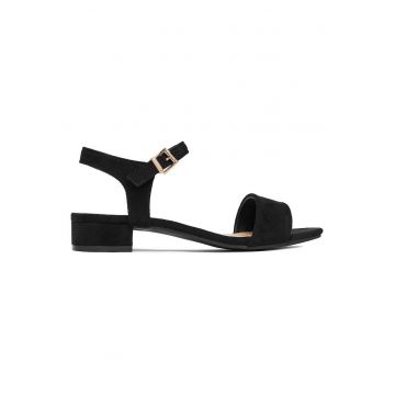 Sandale dama -  catarama - negru - piele ecologica -