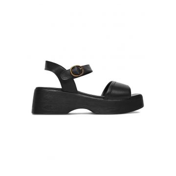 Sandale dama -  catarama - negru - piele naturala -