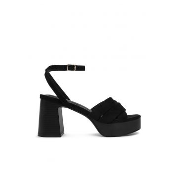 Sandale dama  catarama - negru - textil -
