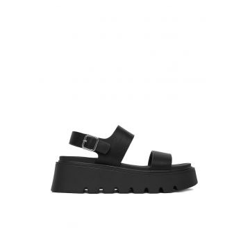 Sandale dama  catarama - piele ecologica - Negru