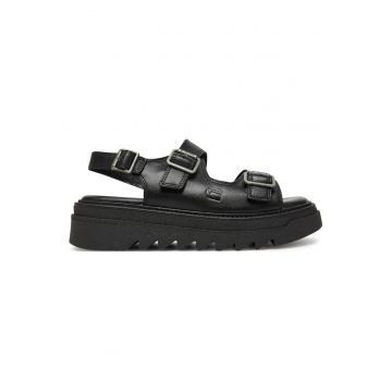 Sandale dama -  catarama - piele naturala - negru -