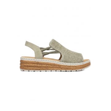 Sandale dama  confortabile - toc tip pana - verde - imitatie de piele