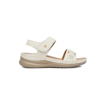 Sandale dama  crem - piele ecologica - sistem inchidere Velcro