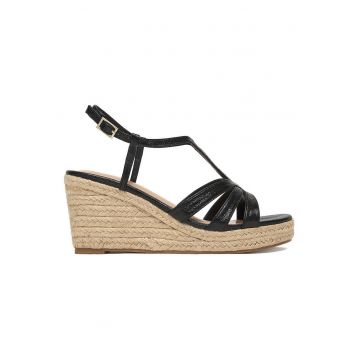 Sandale dama  espadrile - catarama - negru - textil -