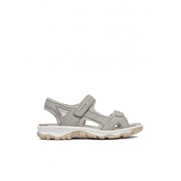 Sandale dama  gri - piele ecologica - sistem inchidere Velcro -
