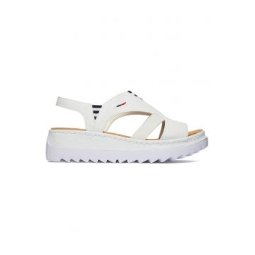 Sandale dama -  piele ecologica - alb - material interior textil -