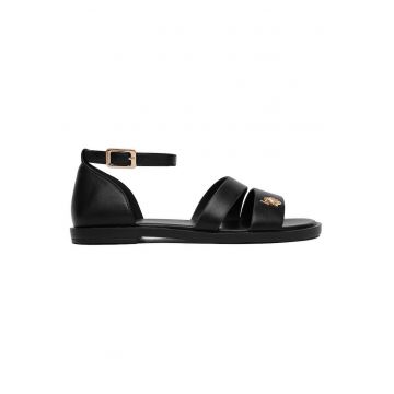 Sandale dama -  piele ecologica - negru - inchidere catarama - Negru