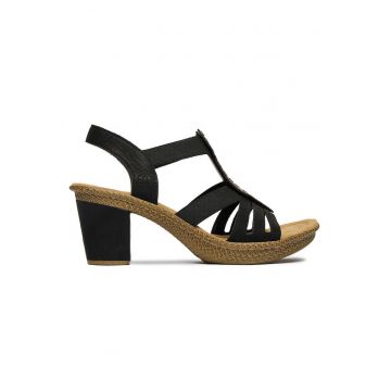 Sandale dama -  piele ecologica - negru - material interior textil -