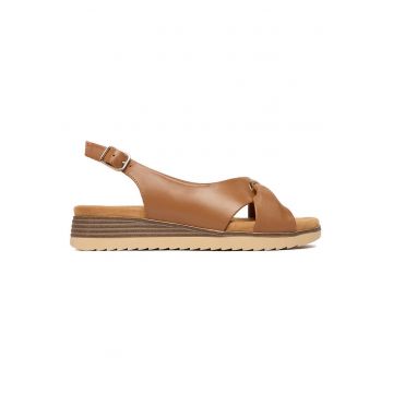 Sandale dama  piele naturala - catarama - maro -