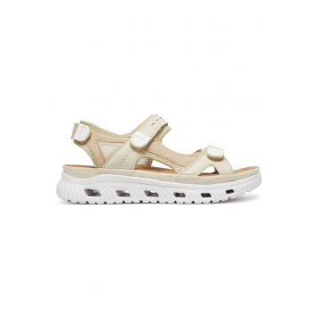Sandale dama -  velcro - bej - sintetic -