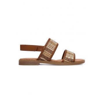 Sandale dama -  velcro - maro - piele ecologica -